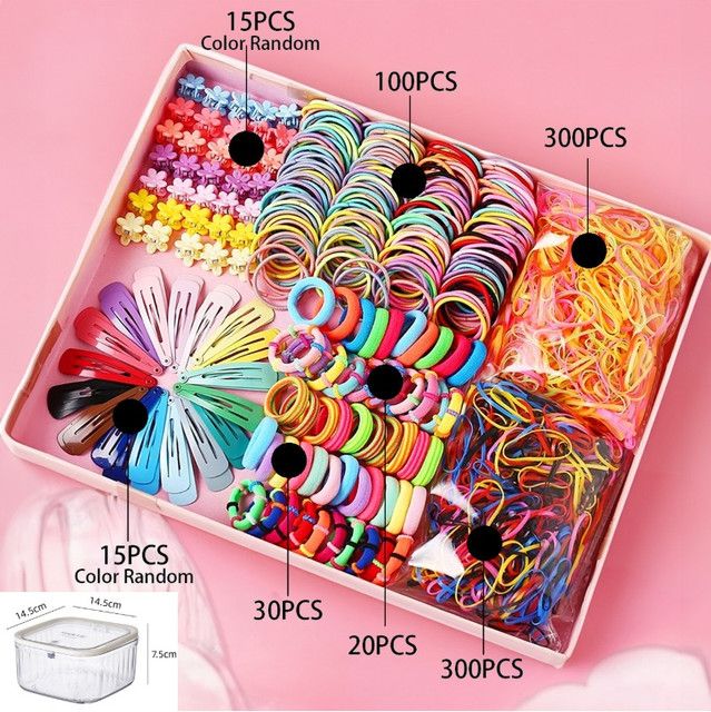 895-Piece Cute Hair Accessories Gift Set with Elastic Rubber Bands & Hair view 5