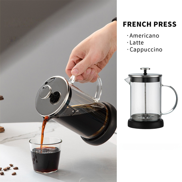 1000ML Premium Dual-Layer Borosilicate Glass French Press Coffee Maker with view 2