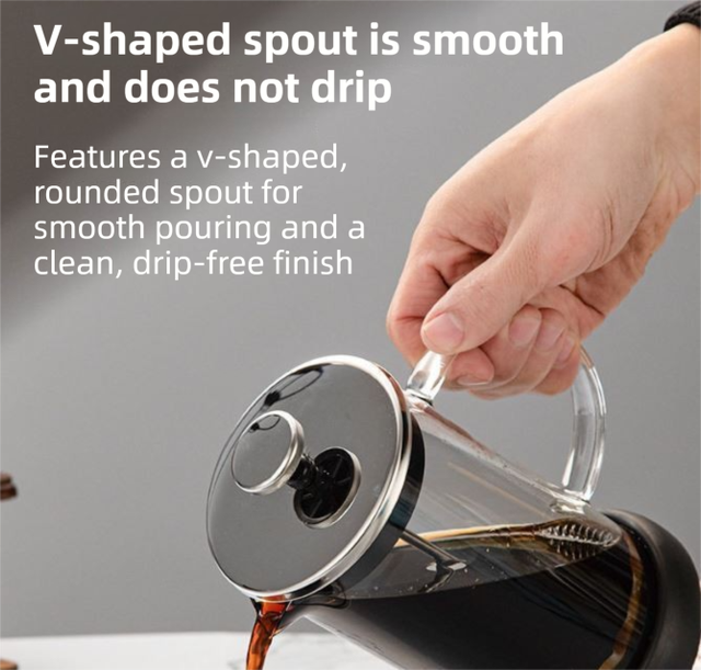 1000ML Premium Dual-Layer Borosilicate Glass French Press Coffee Maker with view 4