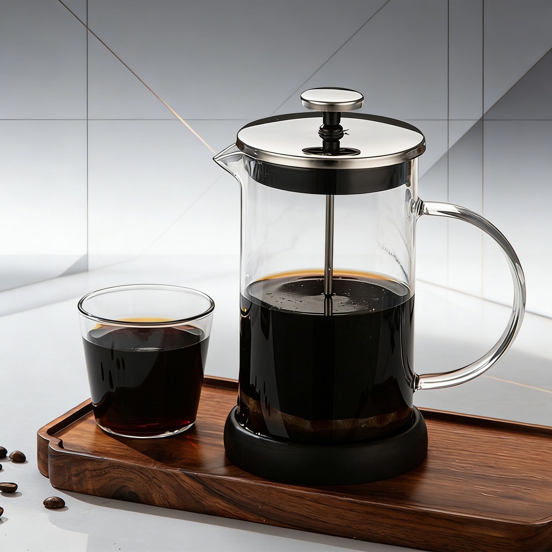 1000ML Premium Dual-Layer Borosilicate Glass French Press Coffee Maker with view 6