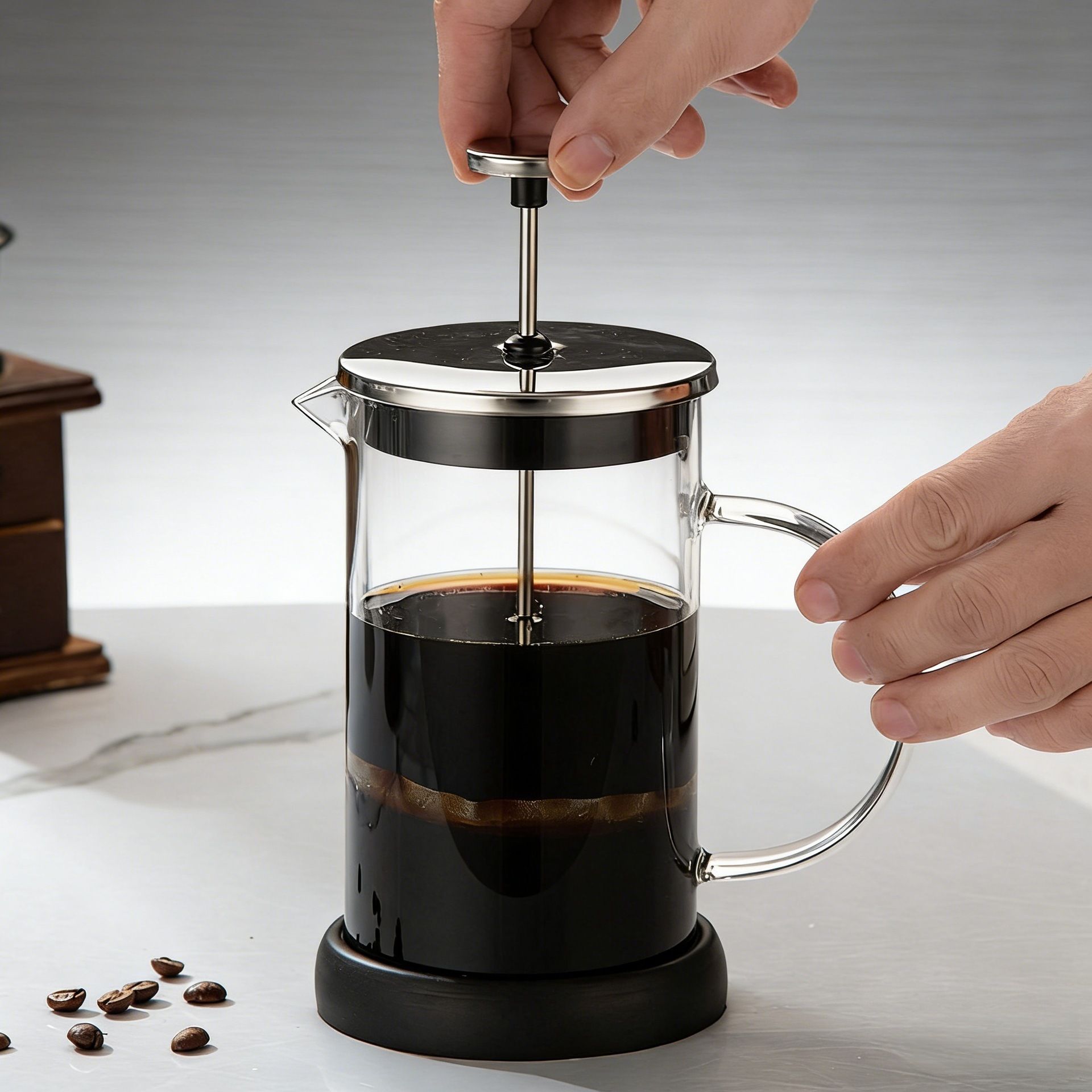 1000ML Premium Dual-Layer Borosilicate Glass French Press Coffee Maker with view 7