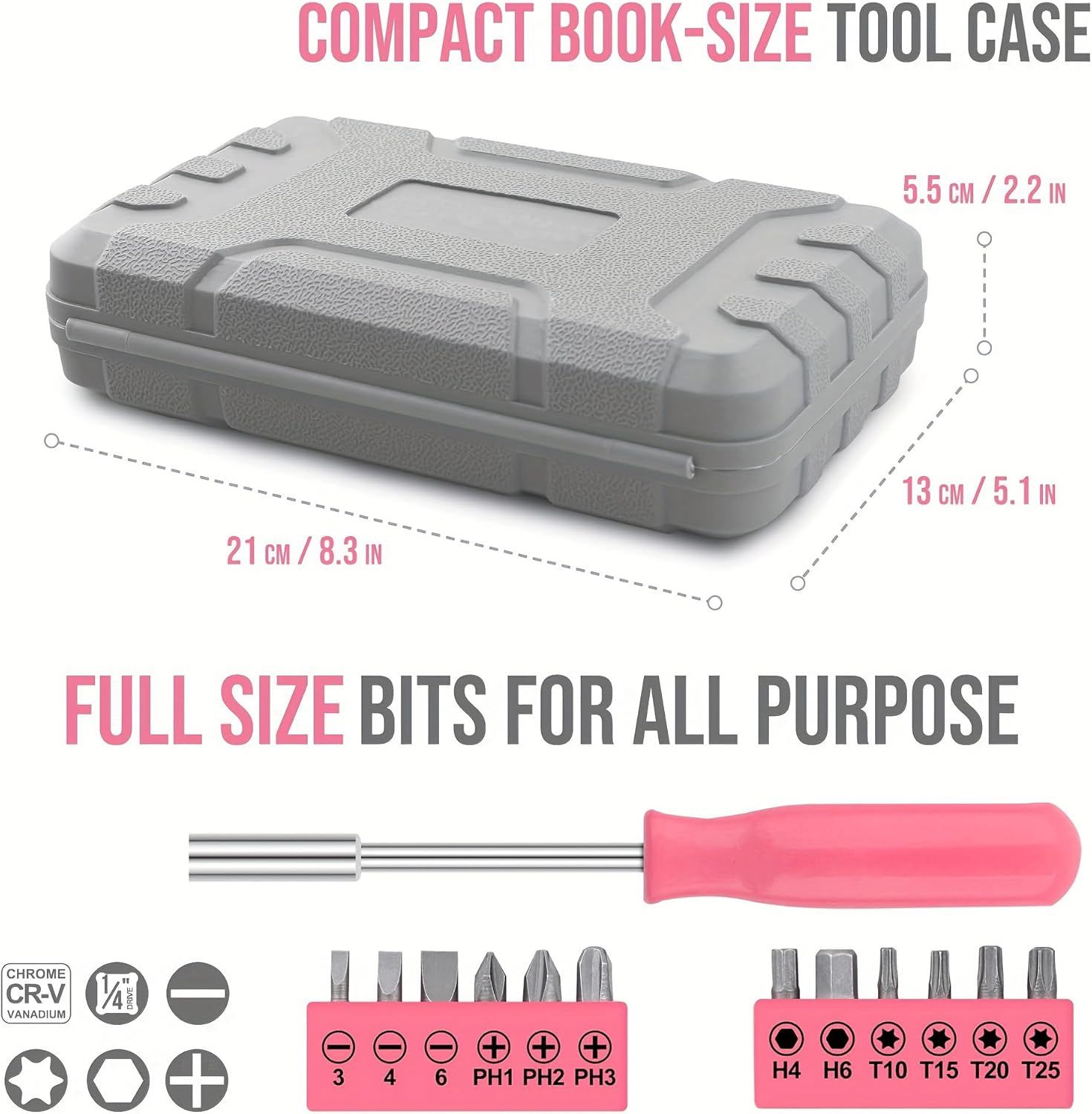 24-Piece Yellow Multifunctional Home Tool Kit for Women - Compact Mini Starter view 3