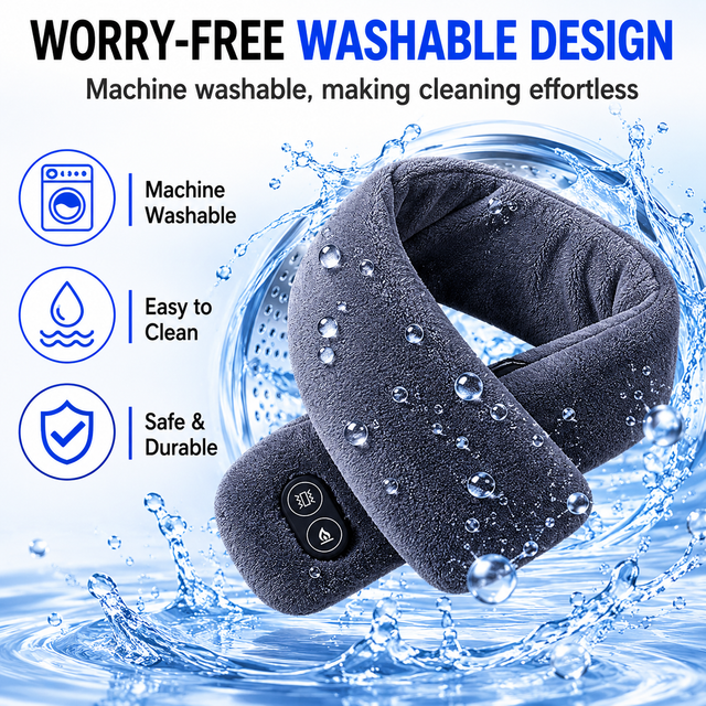 Red Plush USB Heated Massage Neck Scarf with 3 Temp & 3 Vibration Massage view 5