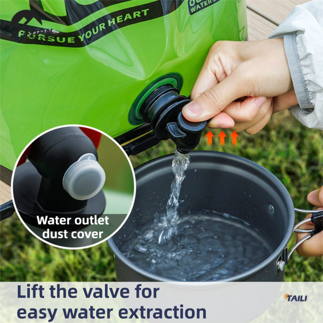5L Green Outdoor Collapsible Water Storage Bag with Tap & Handle - Portable view 3