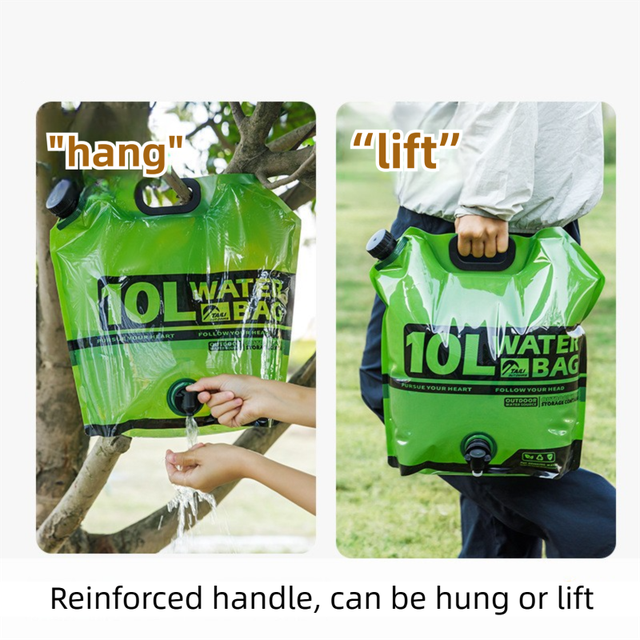 5L Green Outdoor Collapsible Water Storage Bag with Tap & Handle - Portable view 4