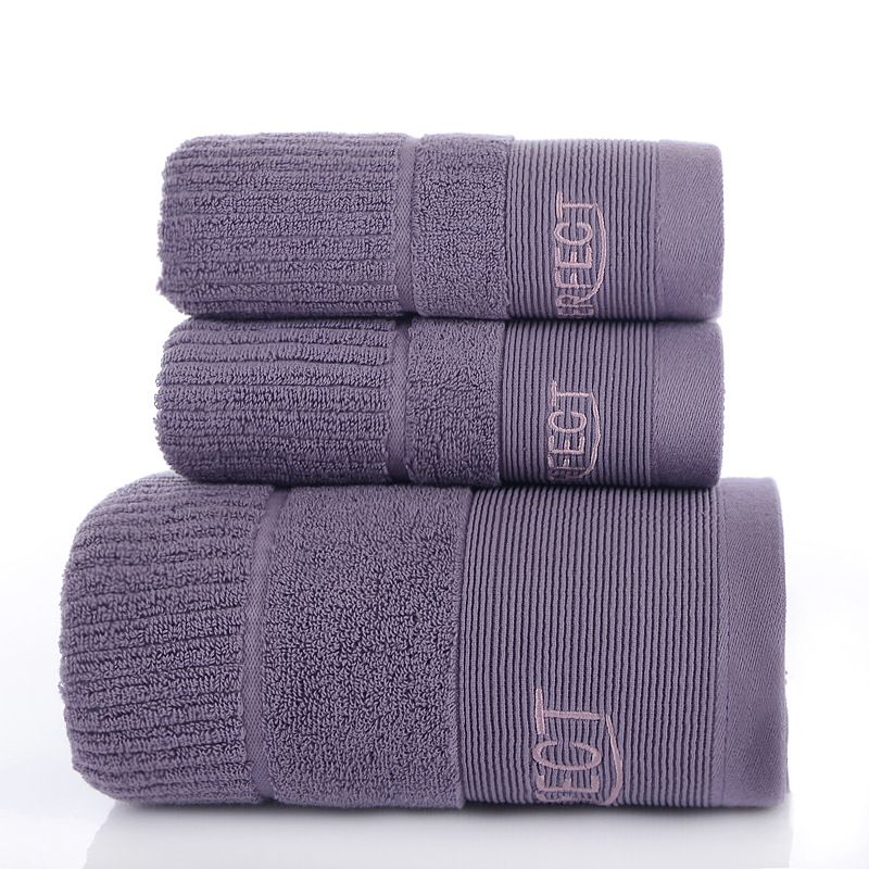 3PCS Babylon Purple Luxury Cotton Towel and Bath Towel Gift Set - Soft