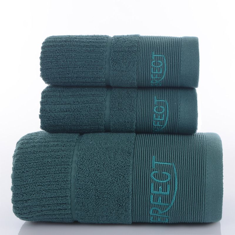 3PCS Babylon Dark Green Luxury Cotton Towel and Bath Towel Gift Set - Soft