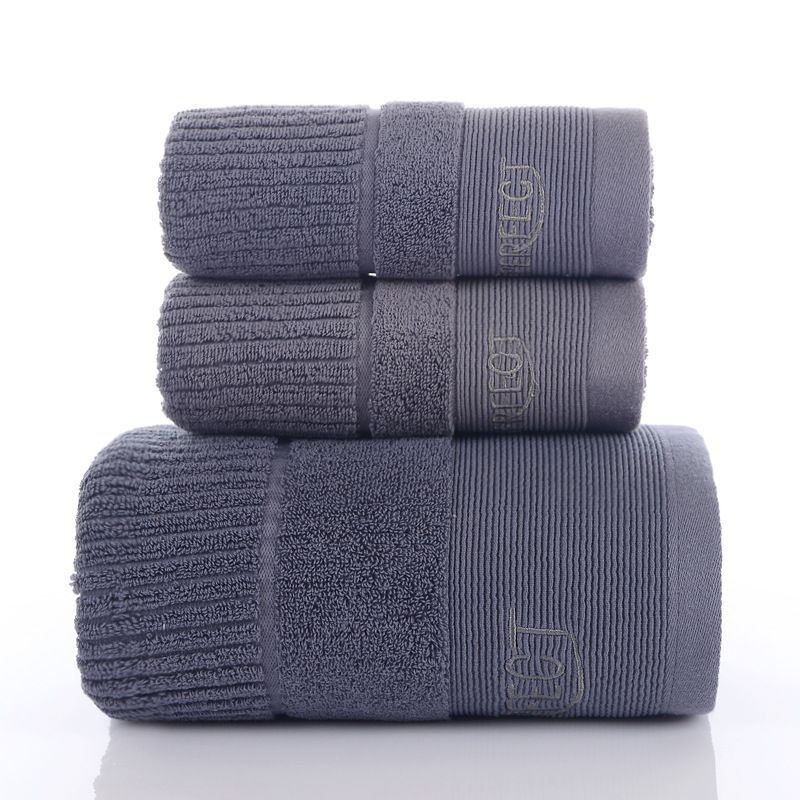 3PCS Babylon Grey Luxury Cotton Towel and Bath Towel Gift Set - Soft Absorbent