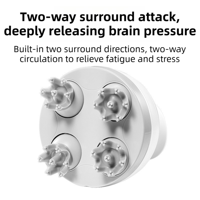 White Wireless Electric Scalp Massager with 28 Soft Silicone Massage Claws view 3