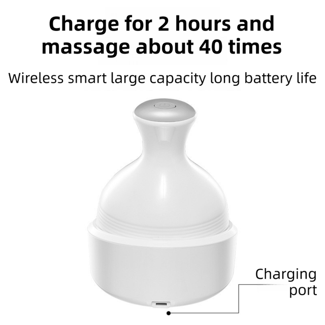 White Wireless Electric Scalp Massager with 28 Soft Silicone Massage Claws view 4