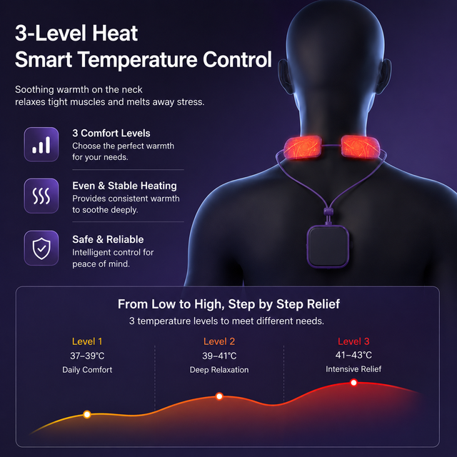 Red Lightweight Rechargeable Heated Cervical Massager - EMS TENS Pulse Neck view 5