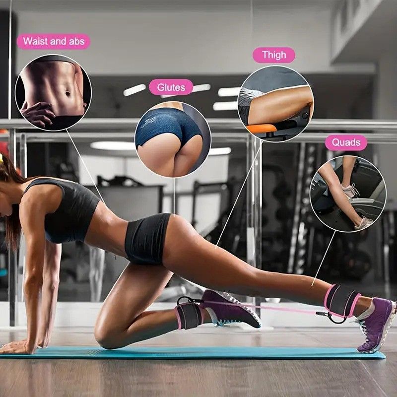 Black 120LBS Total Ankle Resistance Bands Training Set with Cuffs and Carry view 3