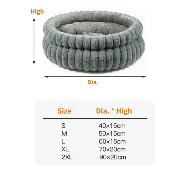 White Plush Round Pet Bed with Gap Entry & Removable Cushion S Size view 2