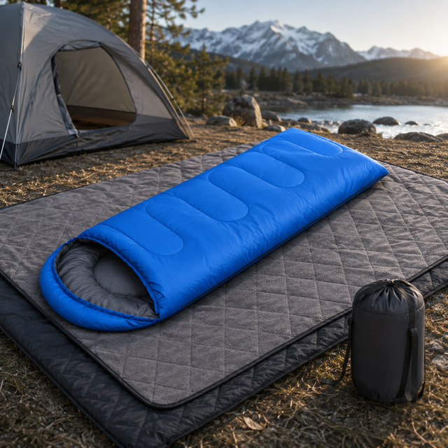 2-in-1 Winter Camping Warmth Kit with Carry Bag: 210 * 75cm Blue Portable — image 1
