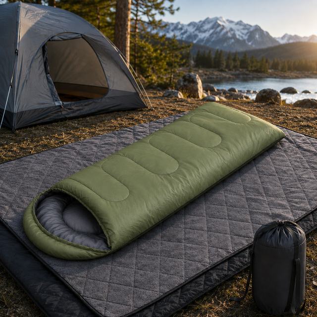 2-in-1 Winter Camping Warmth Kit with Carry Bag: 210 * 75cm Green Portable — image 1