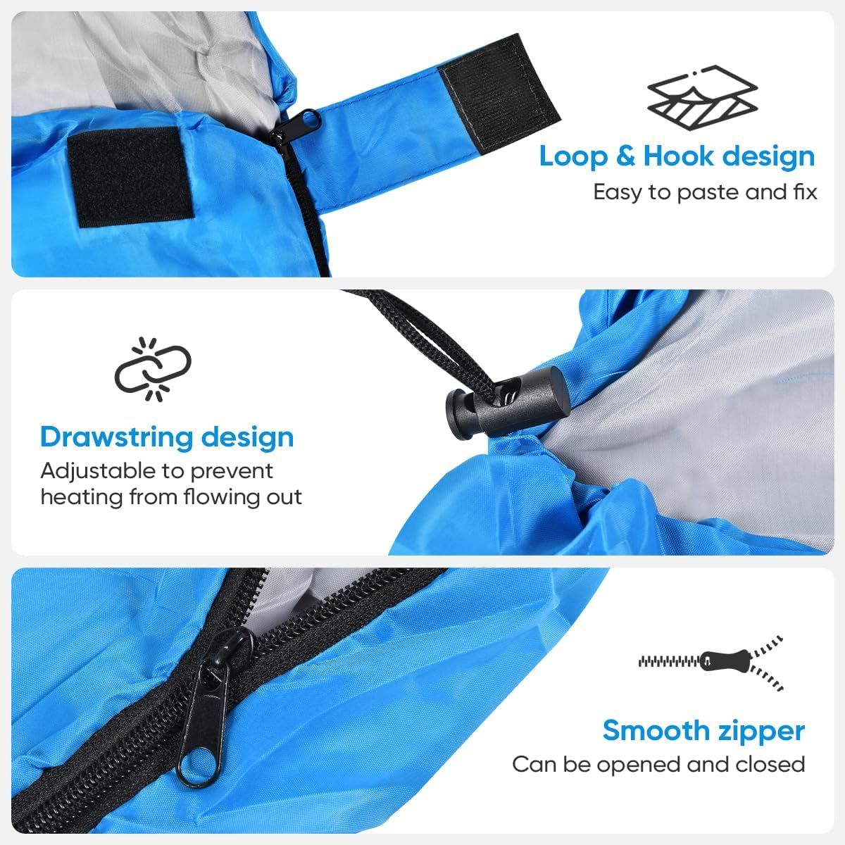 2-in-1 Winter Camping Warmth Kit with Carry Bag: 210 * 75cm Navy Blue Portable view 3