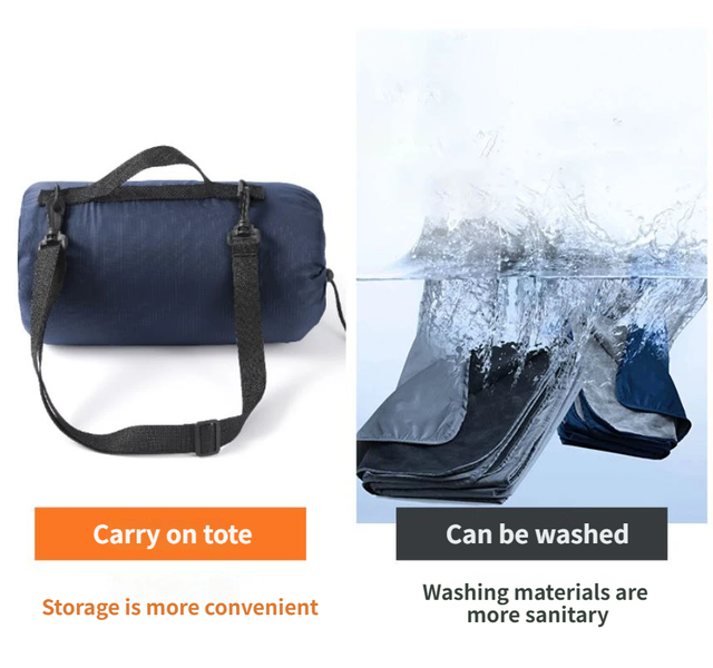 2-in-1 Winter Camping Warmth Kit with Carry Bag: 210 * 75cm Navy Blue Portable view 9
