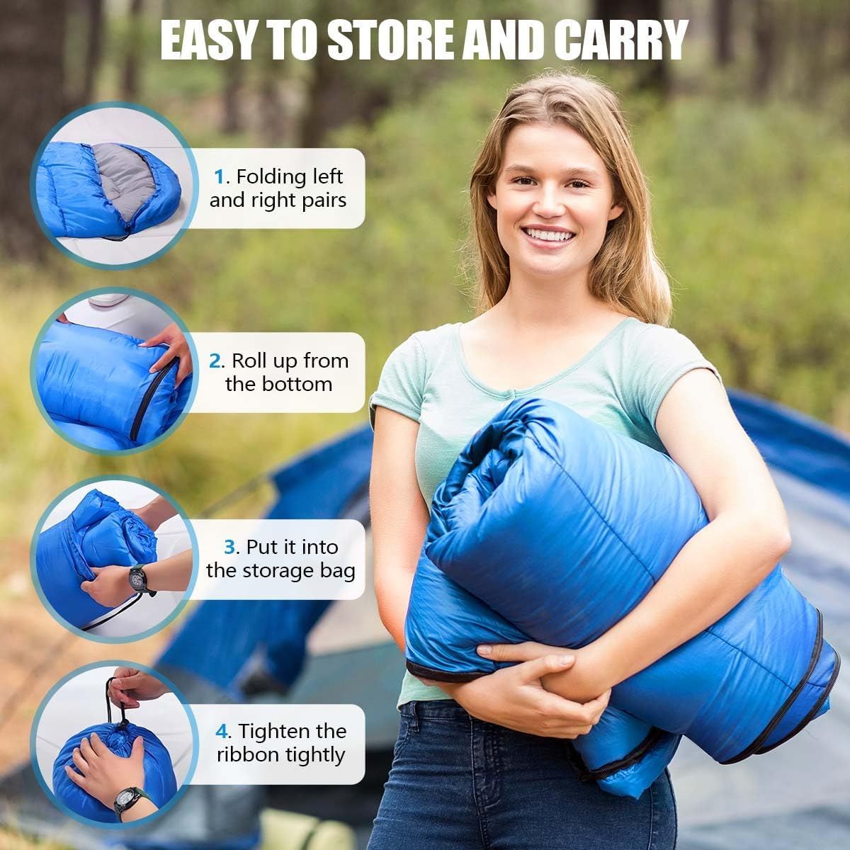 210 x 75cm Dark Green Portable Envelope Camping Sleeping Bag 1.3kg Thickened view 4