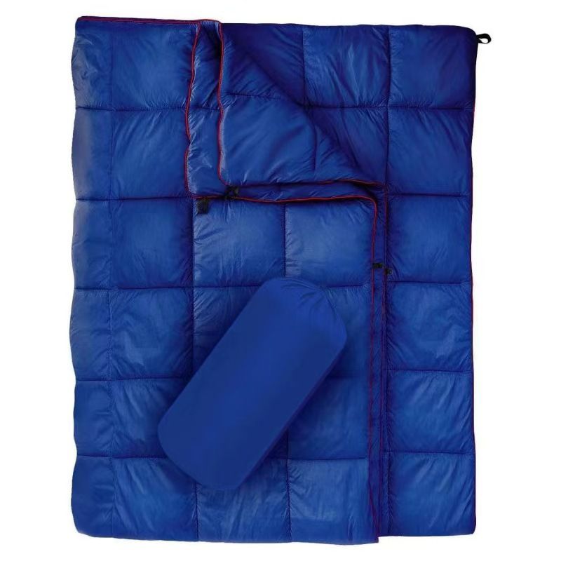 200x140cm Blue Large Outdoor Camping Imitation Silk Cotton Wearable Warmth Blanket
