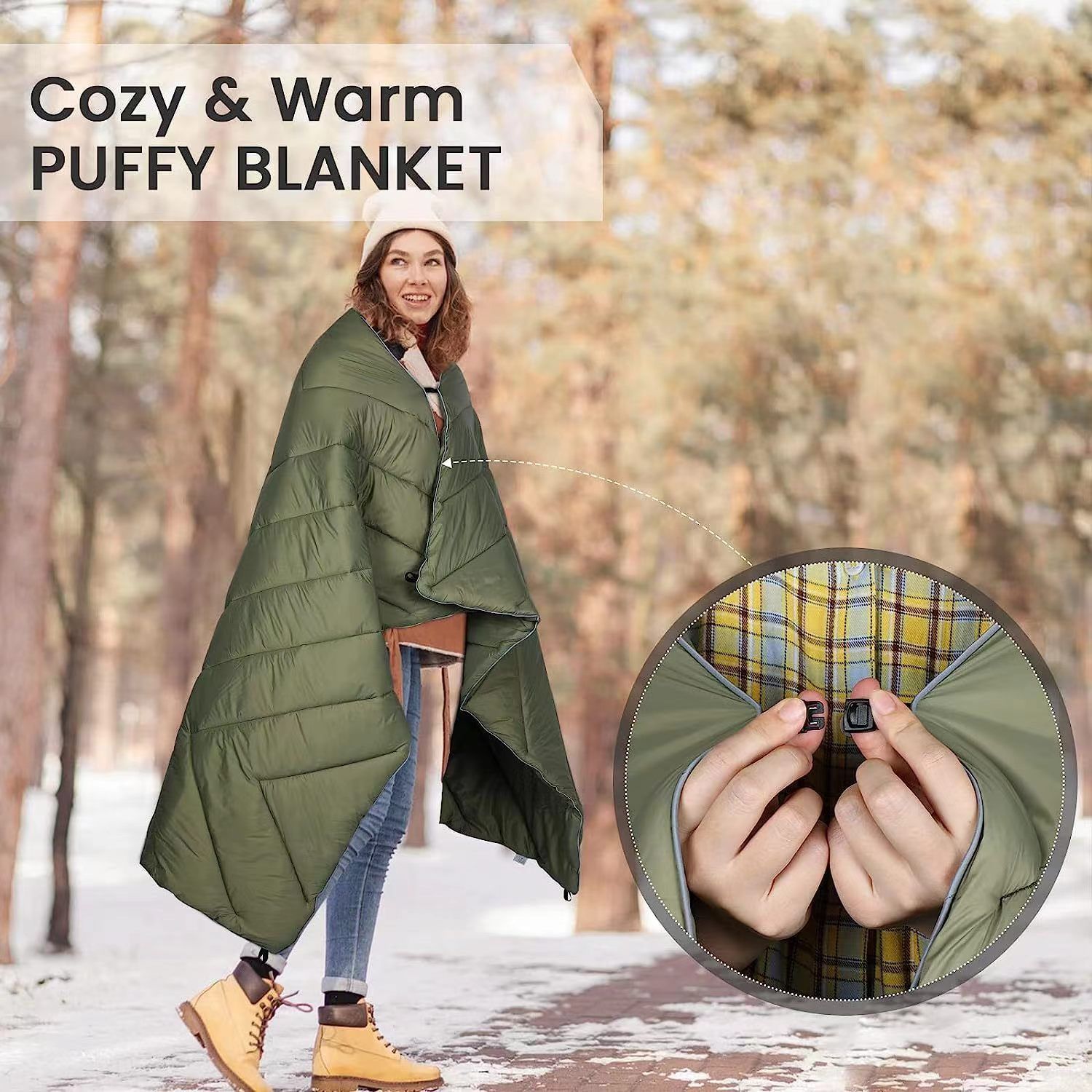 200x140cm Blue Large Outdoor Camping Imitation Silk Cotton Wearable Warmth Blanket view 3