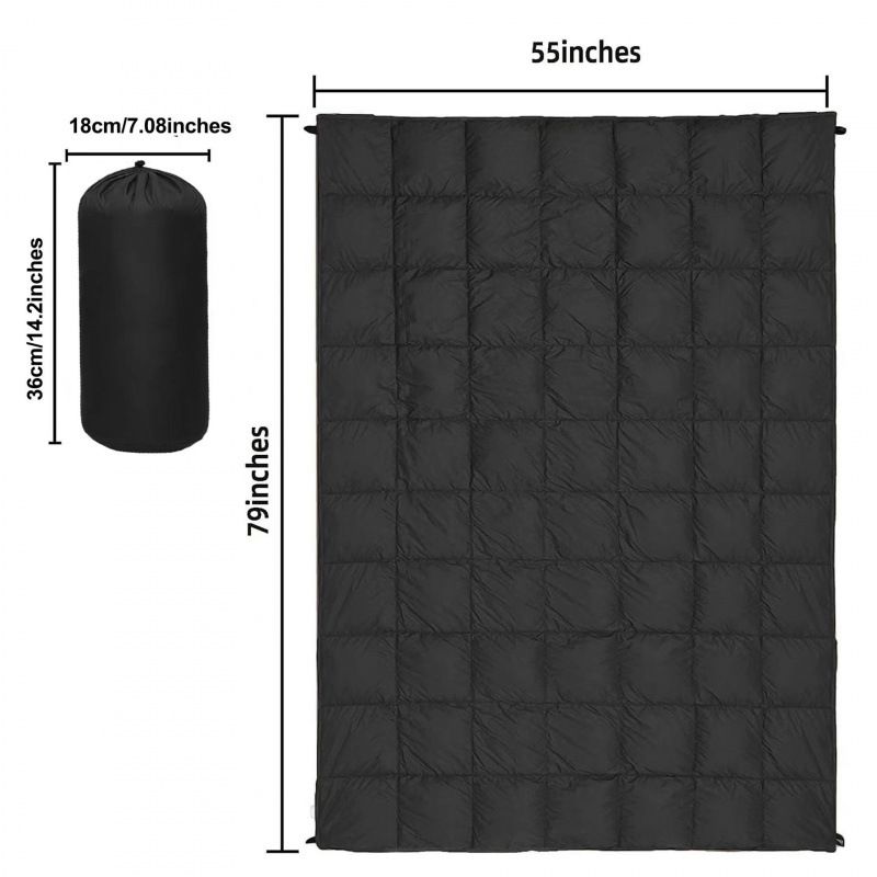 200x140cm Black Large Outdoor Camping Imitation Silk Cotton Wearable Warmth view 7