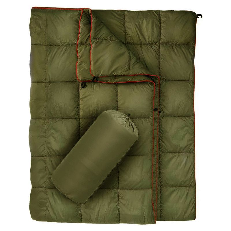 200x140cm Green Large Outdoor Camping Imitation Silk Cotton Wearable Warmth
