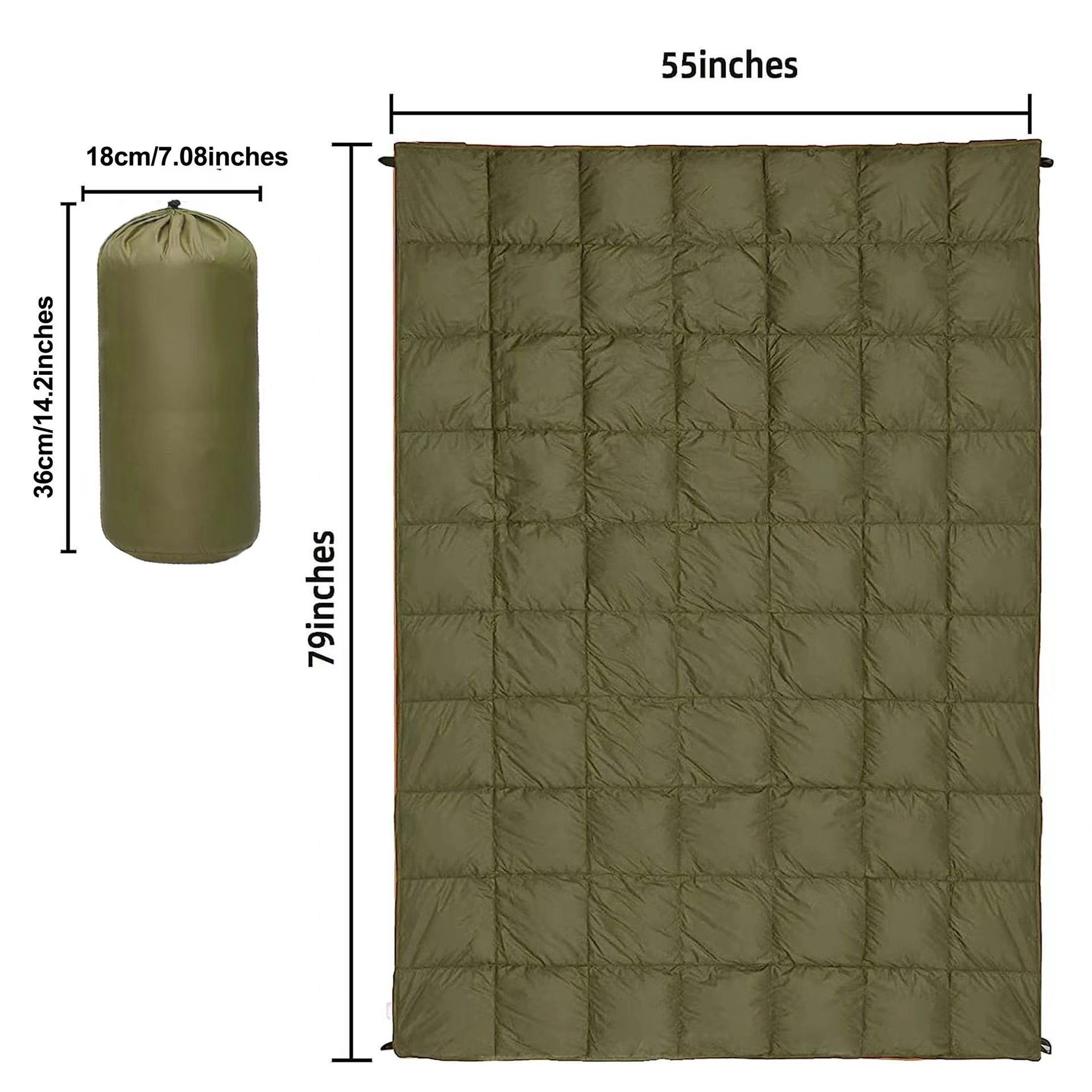 200x140cm Green Large Outdoor Camping Imitation Silk Cotton Wearable Warmth view 7