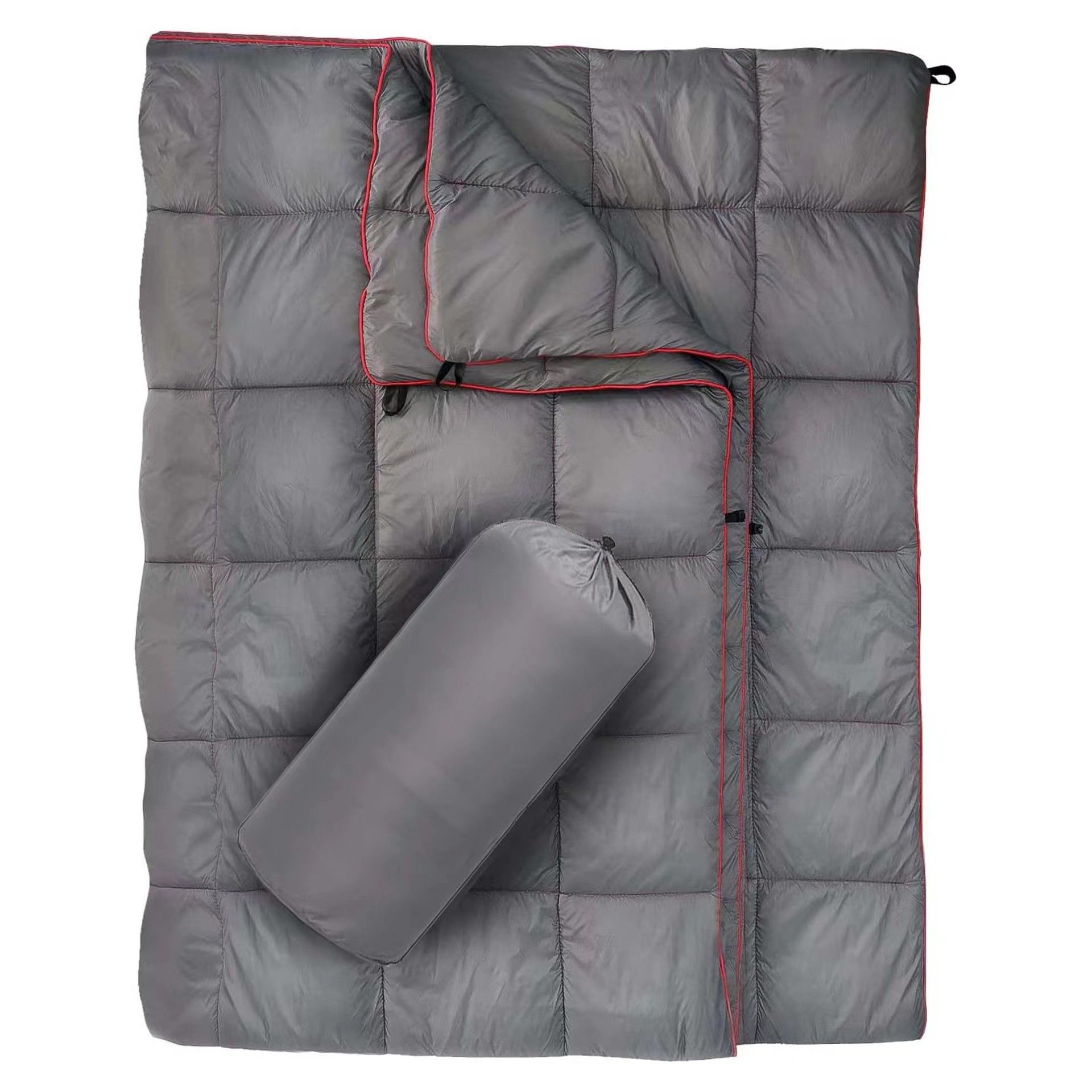 200x140cm Grey Large Outdoor Camping Imitation Silk Cotton Wearable Warmth Blanket