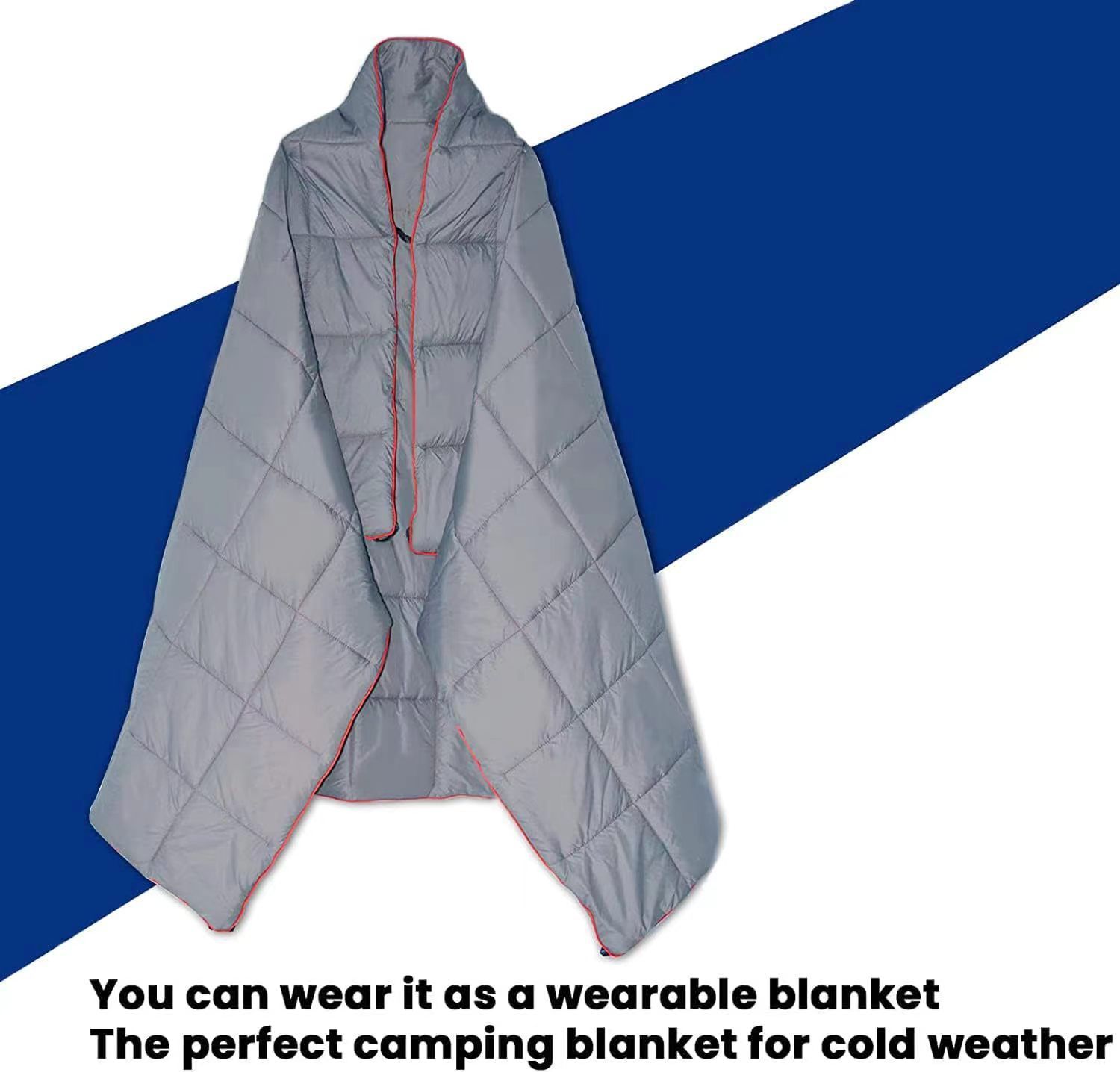 200x140cm Grey Large Outdoor Camping Imitation Silk Cotton Wearable Warmth Blanket view 5