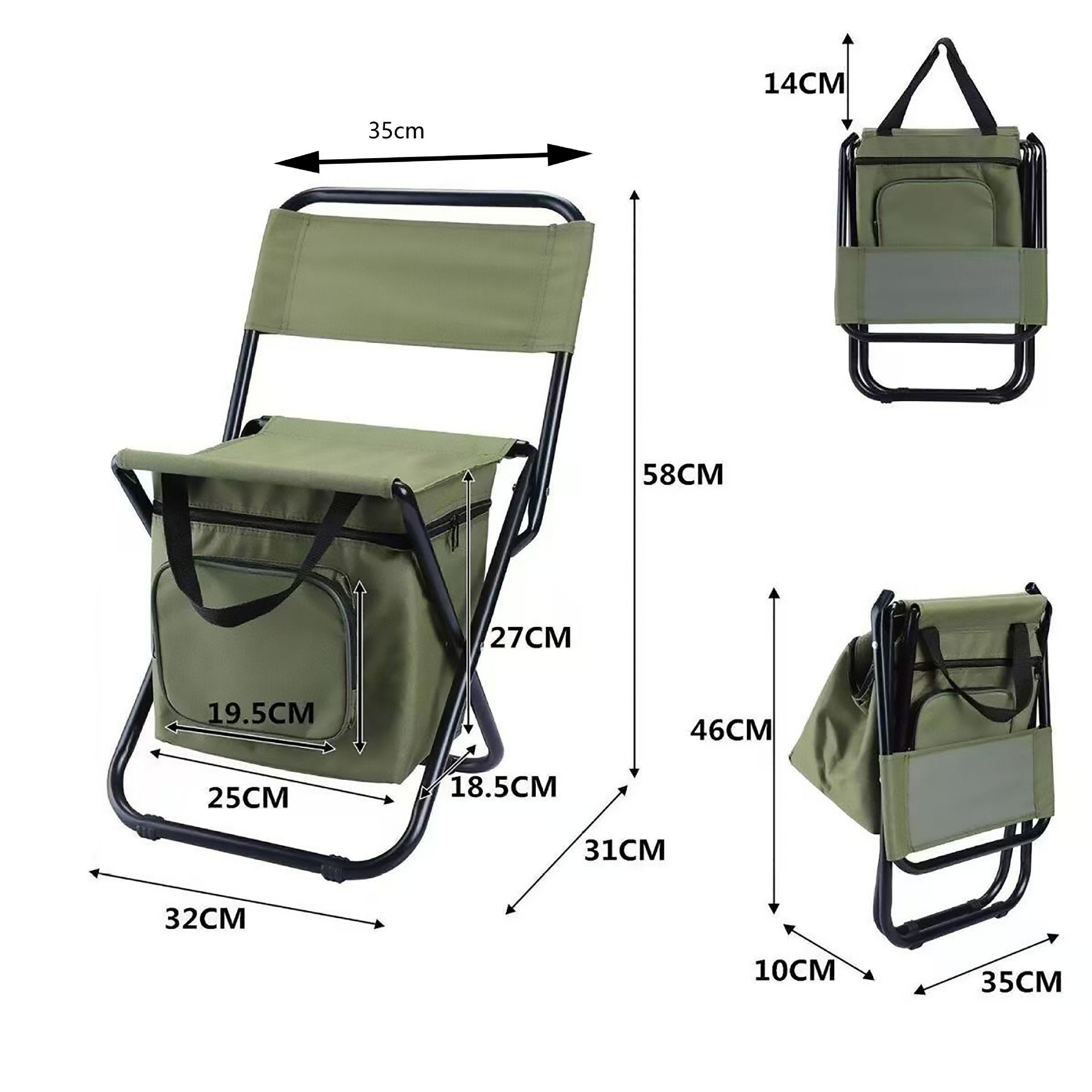3-in-1 Camouflage Large Portable Folding Camping Chair with Zippered Cooler view 5