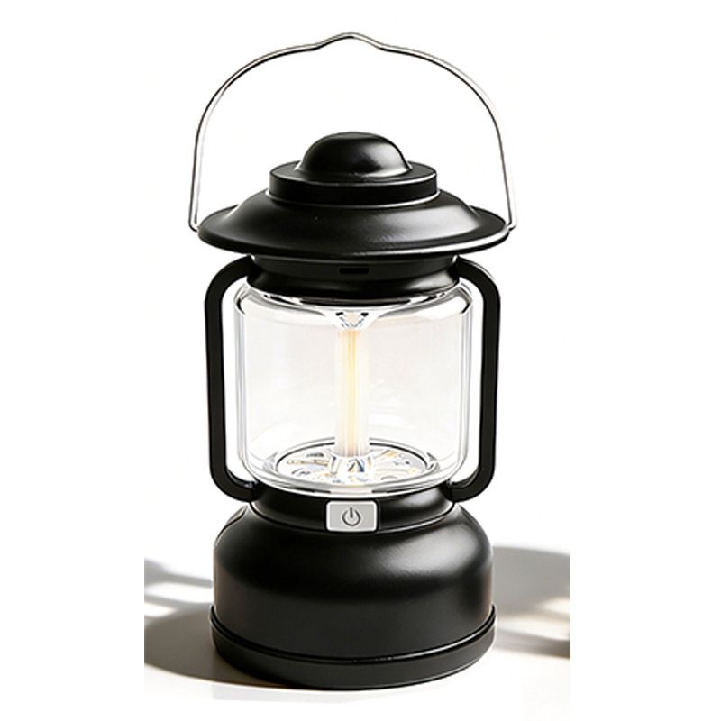 Black Vintage LED Outdoor Camping Lantern with Warm Ambient Light - 7 Lighting — image 1