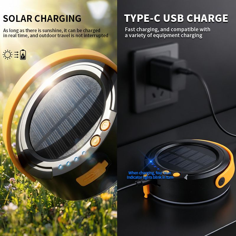 LY20 Black and Yellow Compact Solar Camping Lantern for Home Travel Use view 6