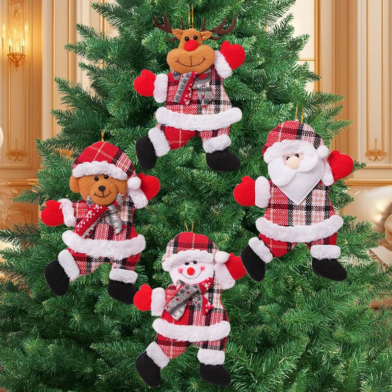 4-Piece Christmas Hanging Plush Ornaments Set - Grey Santa Claus view 4