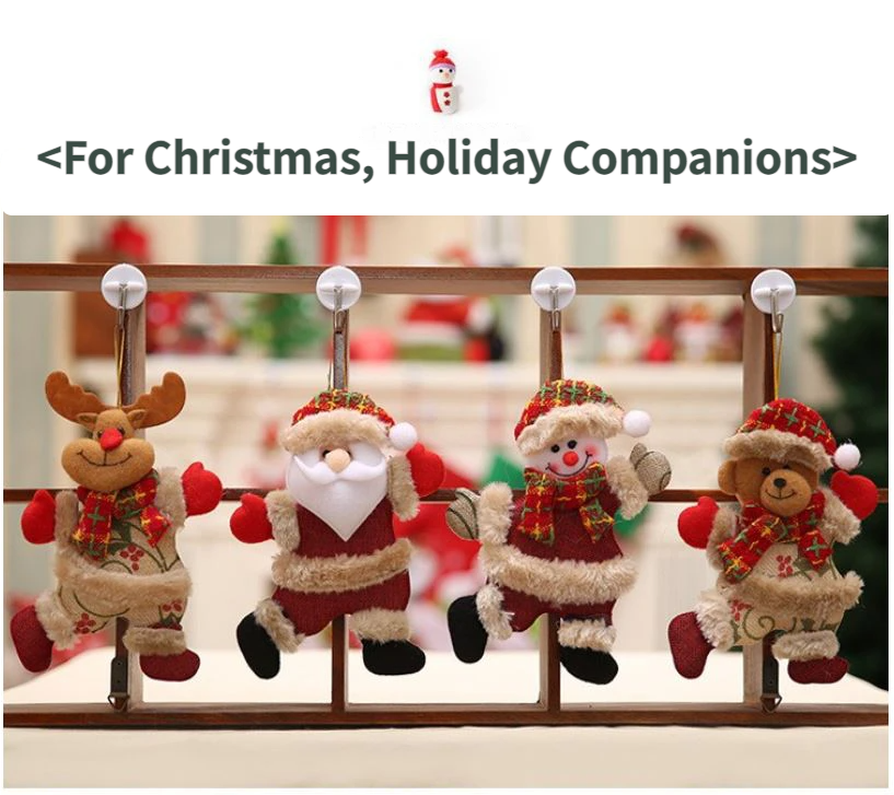 4-Piece Christmas Hanging Plush Ornaments Set - Bright Santa Claus view 3