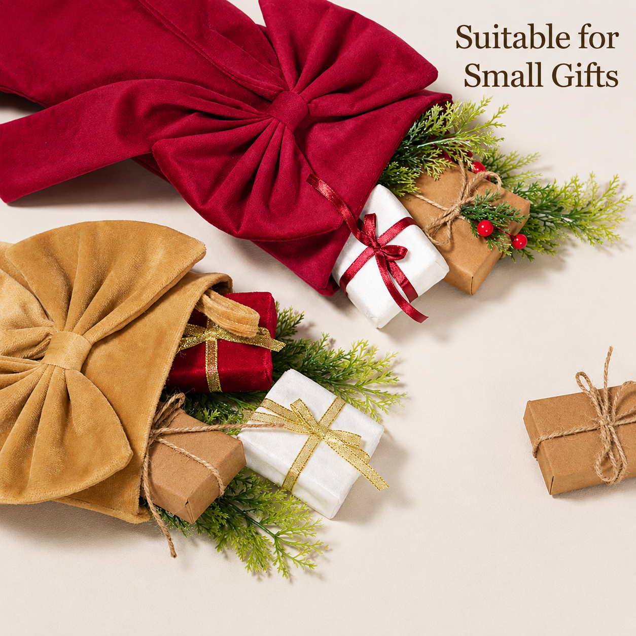 18 Inch Oversized Luxury Velvet Christmas Stocking with Bow & Loop view 2