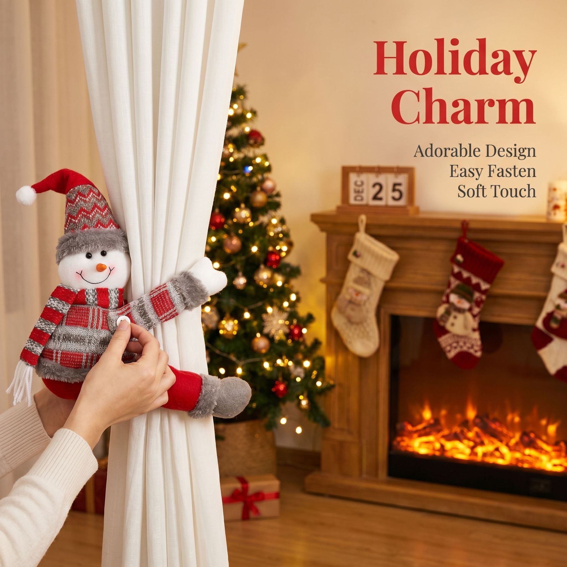 Snowman Christmas Curtain Tiebacks — image 1