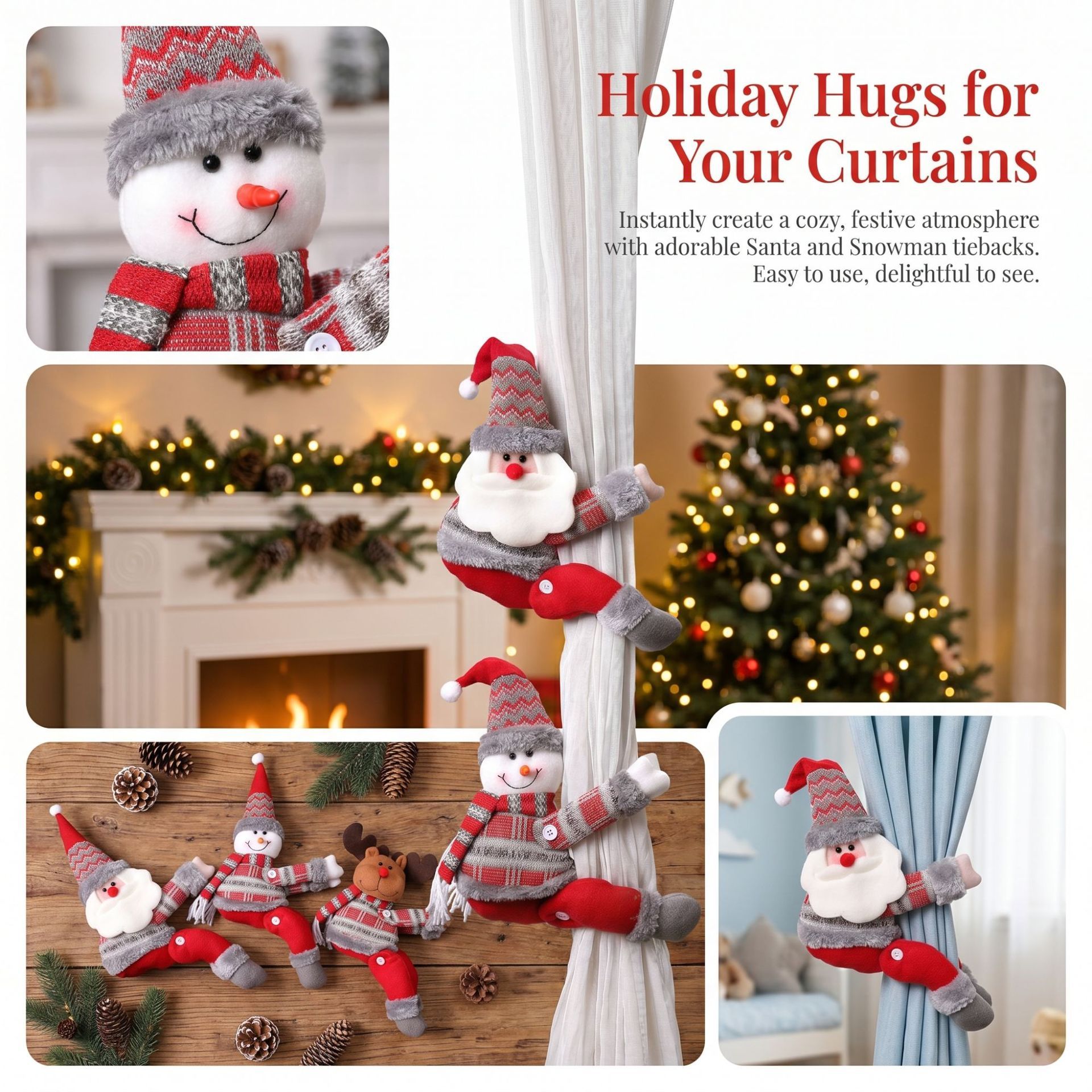 Snowman Christmas Curtain Tiebacks view 2