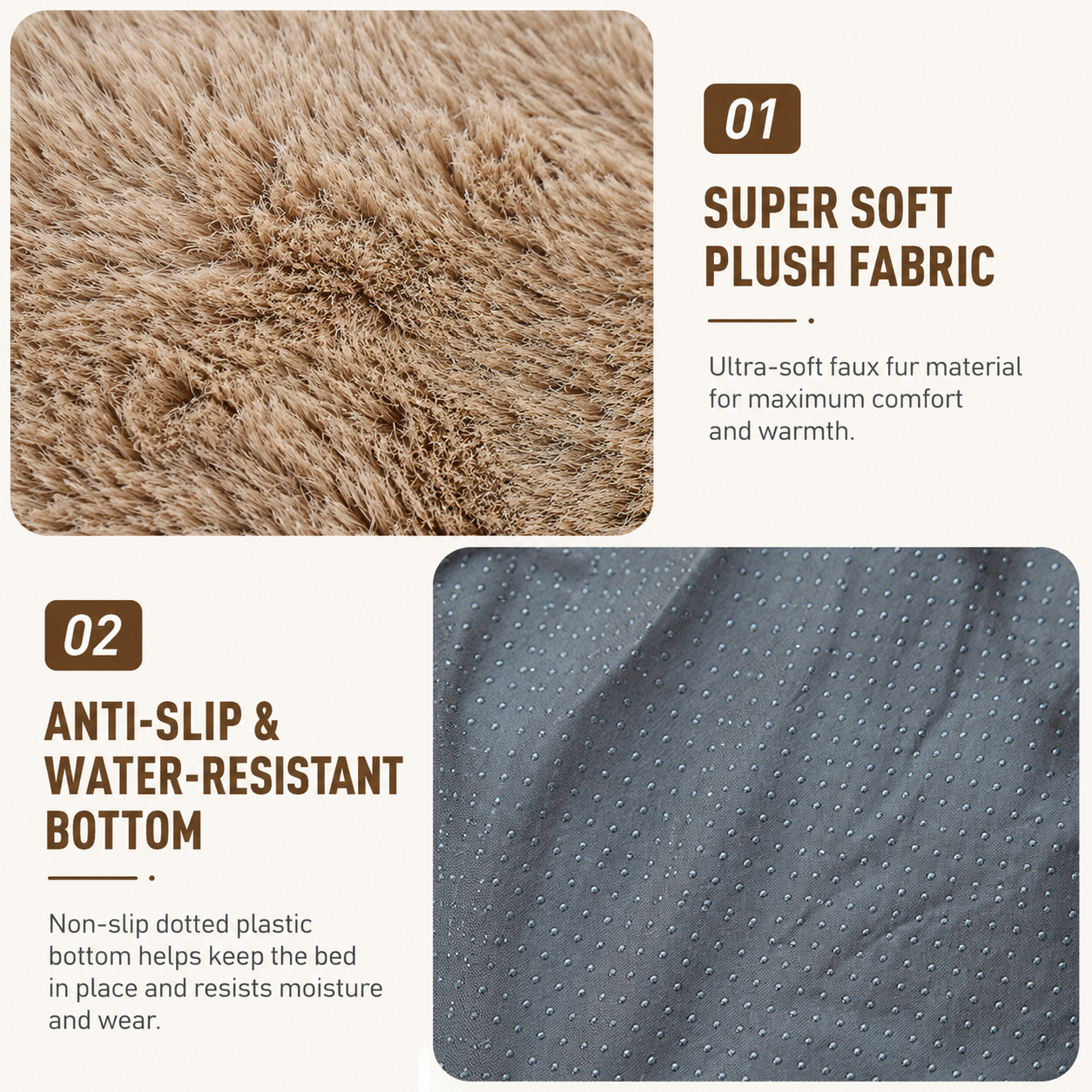 Brown Bubble Plush Pet Sofa Bed with Removable Cushion S Size 60*45*23CM view 6
