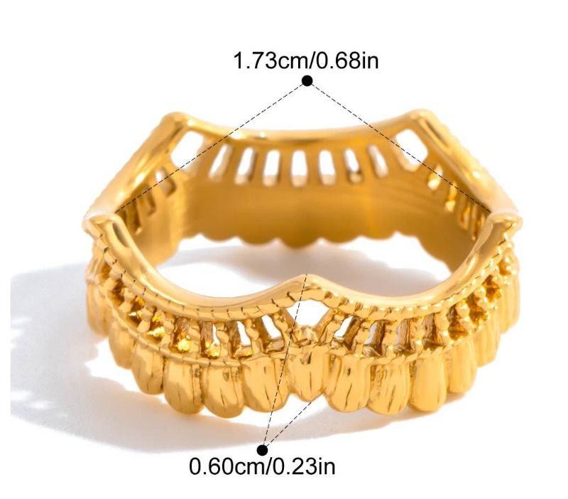 Style 1 Vintage Gold-Plated Stainless Steel Ring for Women - Waterproof