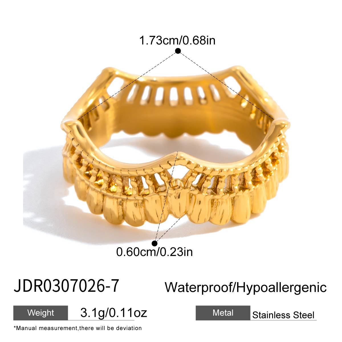 Style 1 Vintage Gold-Plated Stainless Steel Ring for Women - Waterproof view 2
