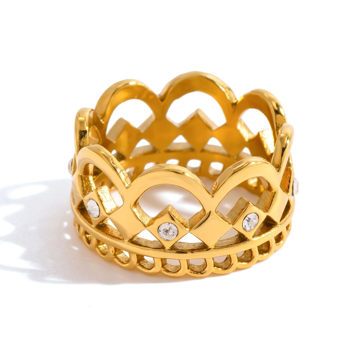 Style 4 Vintage Gold-Plated Stainless Steel Ring for Women - Waterproof