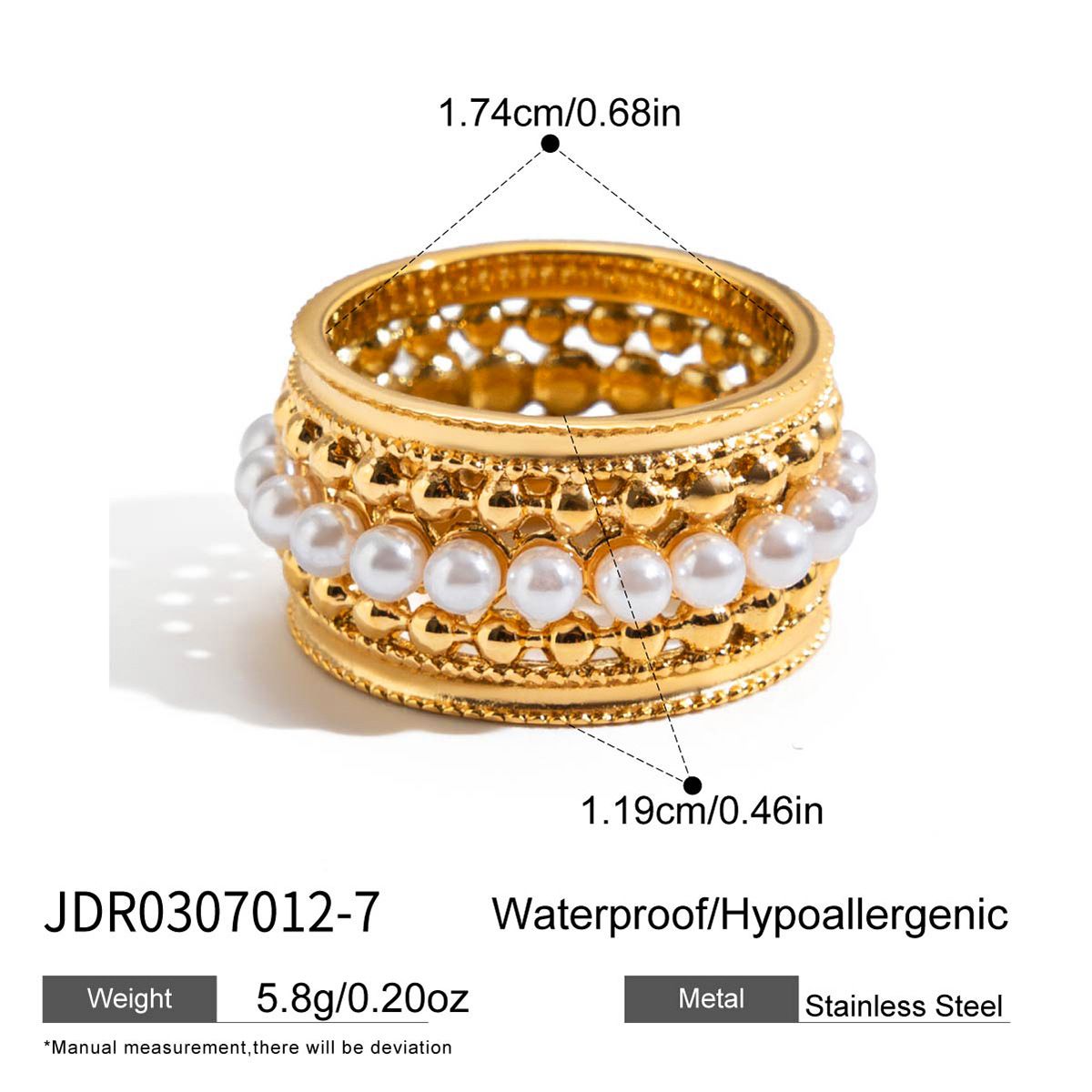 Style 5 Vintage Gold-Plated Stainless Steel Ring for Women - Waterproof view 2