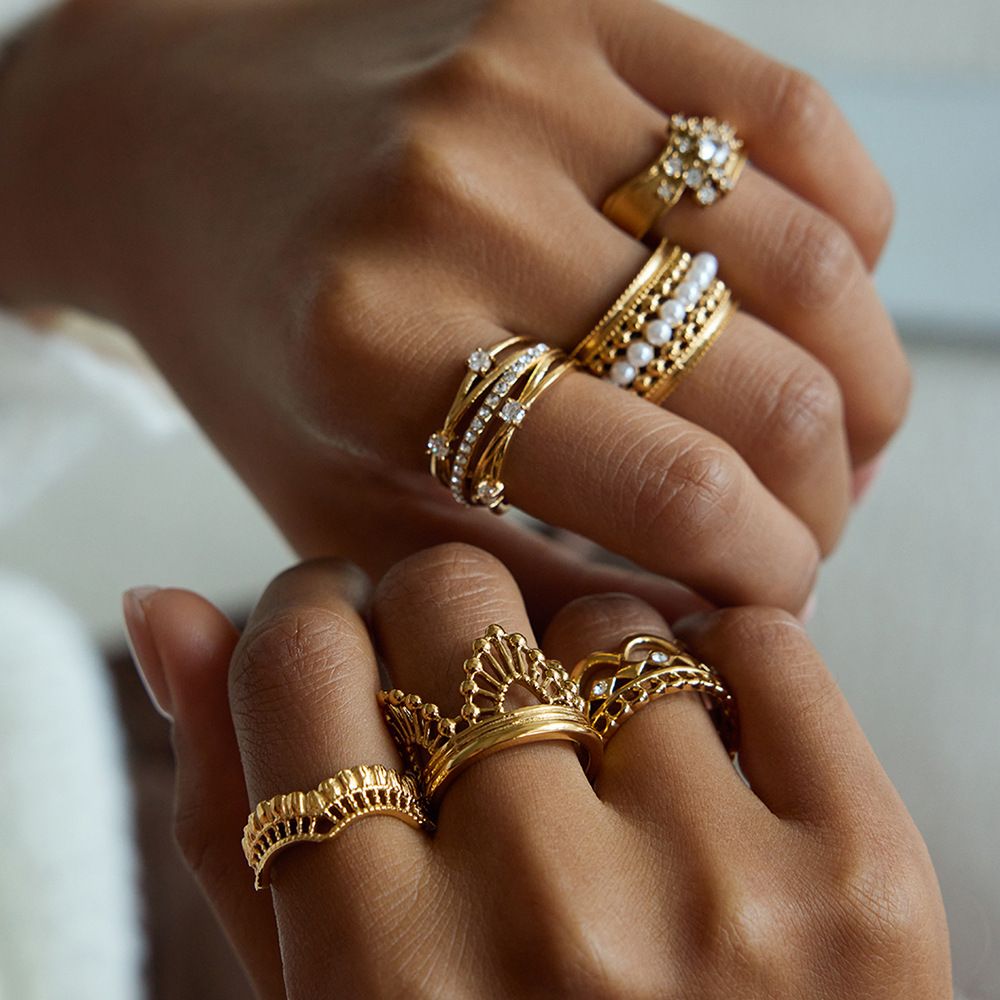 Style 5 Vintage Gold-Plated Stainless Steel Ring for Women - Waterproof view 4