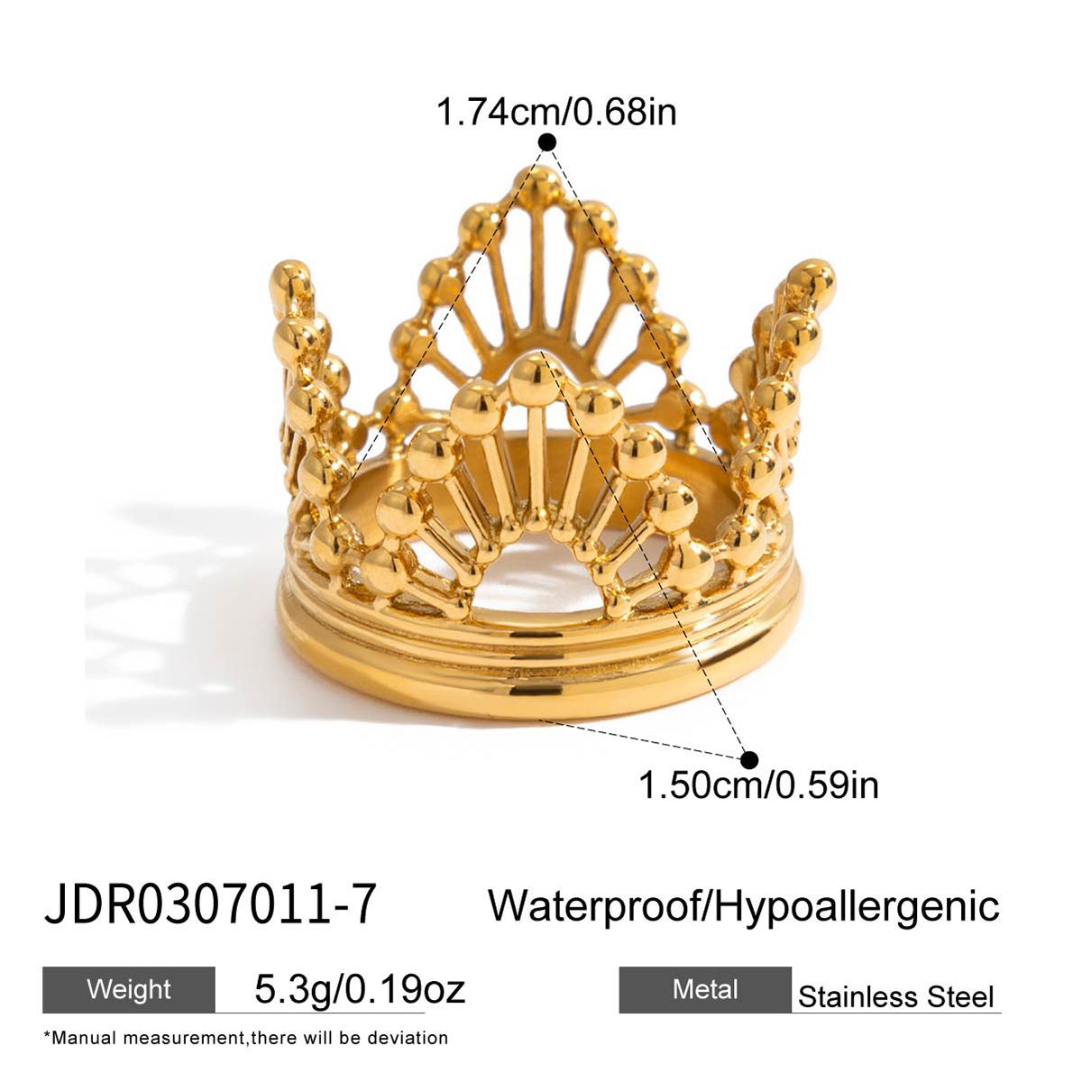 Style 6 Vintage Gold-Plated Stainless Steel Ring for Women - Waterproof view 2