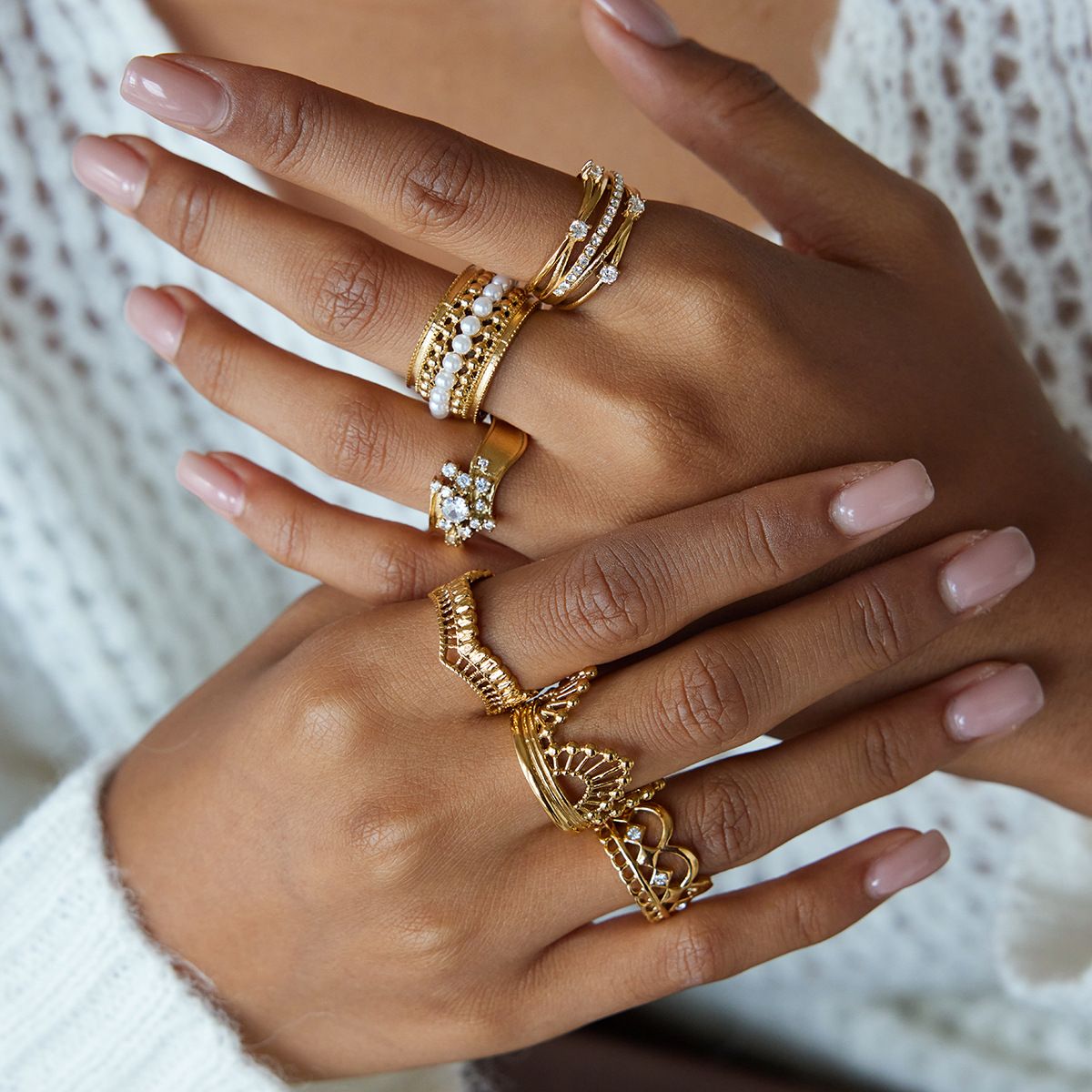 Style 6 Vintage Gold-Plated Stainless Steel Ring for Women - Waterproof view 4
