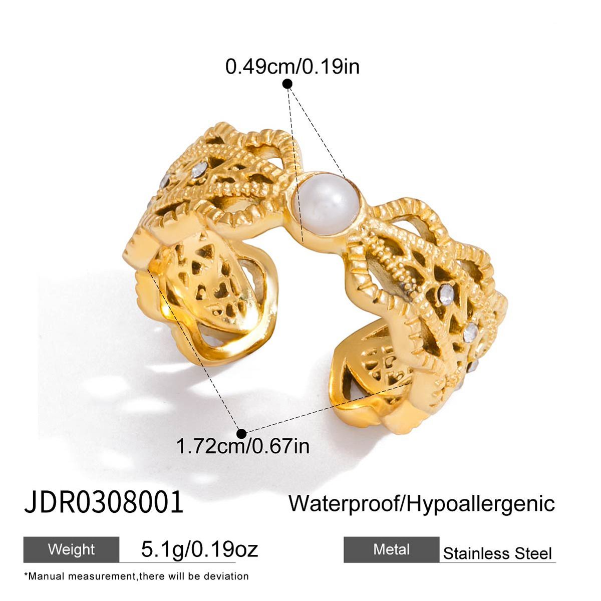 Style 7 Vintage Gold-Plated Stainless Steel Ring for Women - Waterproof view 2