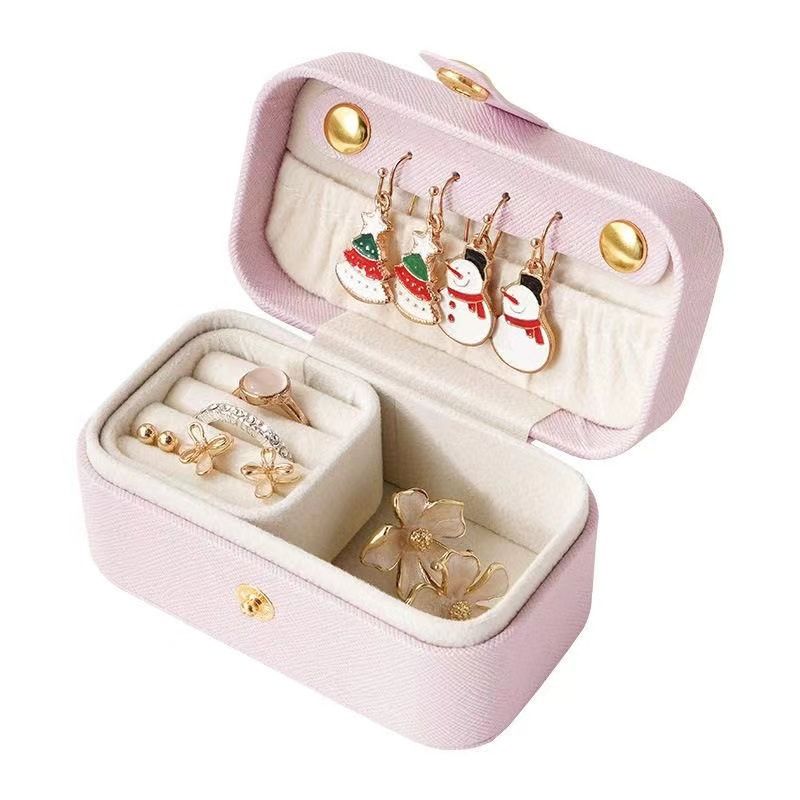Pink Waterproof PU Leather Jewelry Travel Case with Removable Ring Tray
