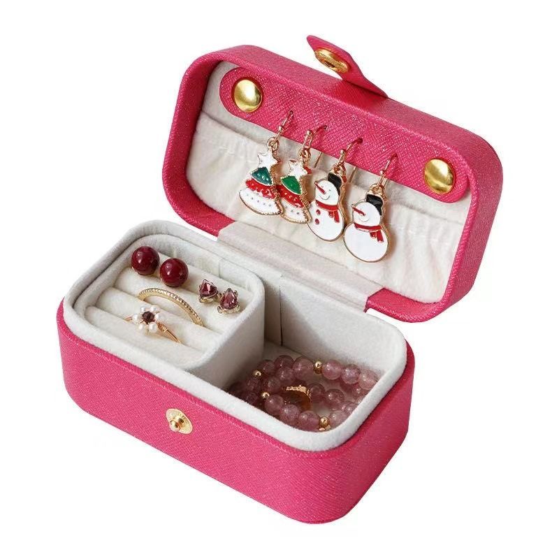 Red Waterproof PU Leather Jewelry Travel Case with Removable Ring Tray