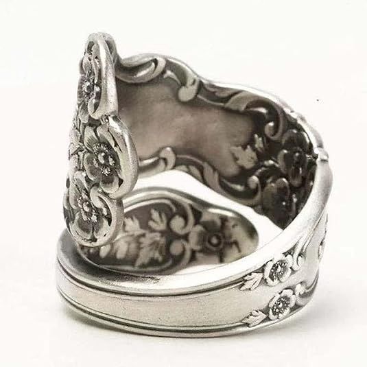 Vintage Camellia Wrap Spoon Ring with Jewelry Box view 3