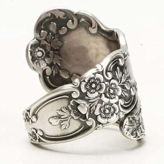 Vintage Camellia Wrap Spoon Ring with Jewelry Box view 4
